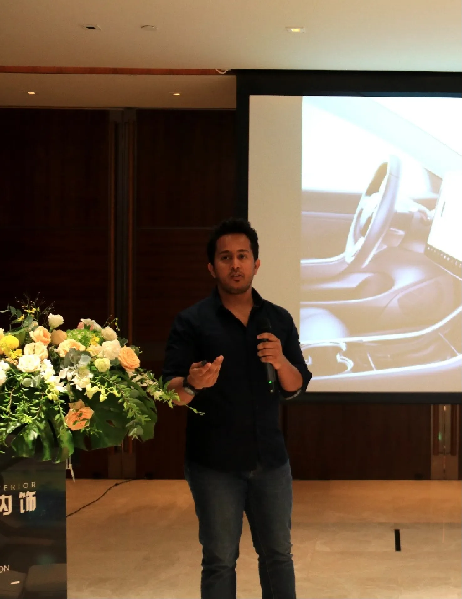 Raj giving a talk