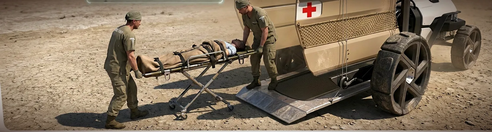 Medical staff using the vehicle as an emergency carrier