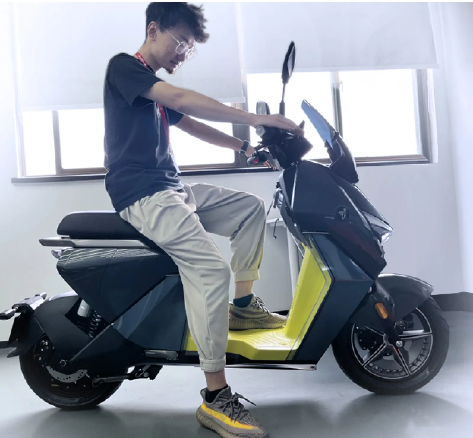 Testing the riding position on the prototype