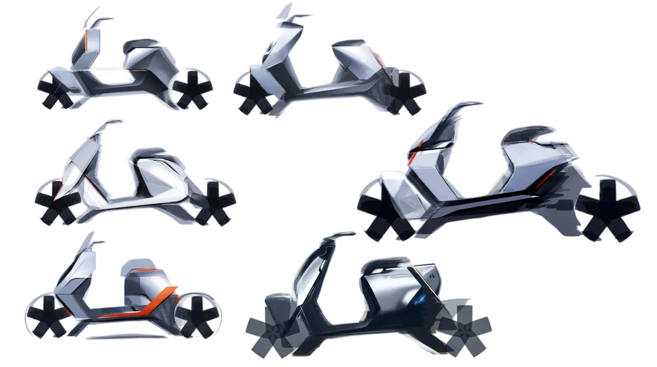 Scooter side-view sketches